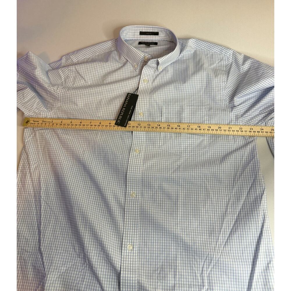 NWT Banana Republic Slim Fit Button Down Shirt Men’s XL Blue Gingham Cotton - Picture 4 of 5